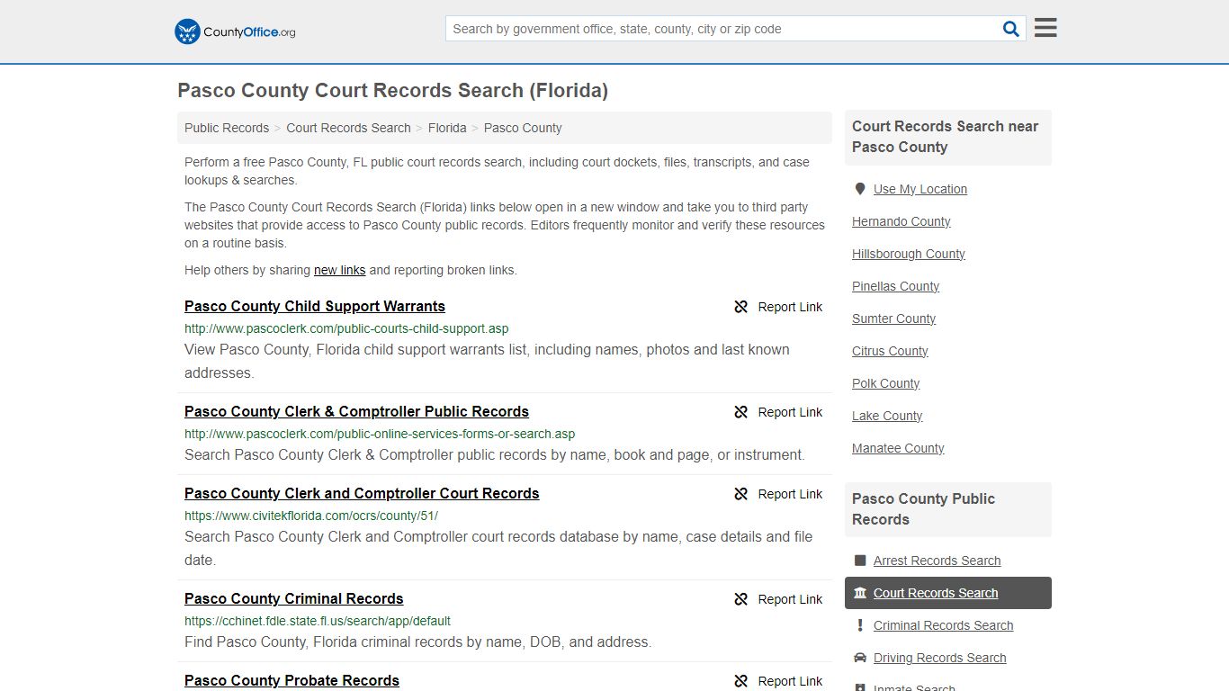 Pasco County Court Records Search (Florida) - countyoffice.org